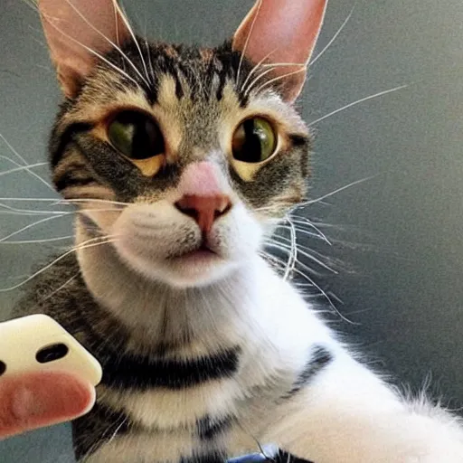 Image similar to selfie of a funny cat