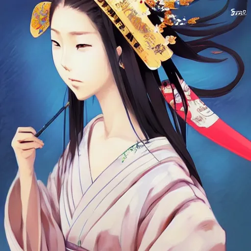 Prompt: A anime portrait of a Japanese geisha by stanley artgerm lau, WLOP, james jean, Andrei Riabovitchev, Marc Simonetti and Sakimichan, digital painting, trending on instagram