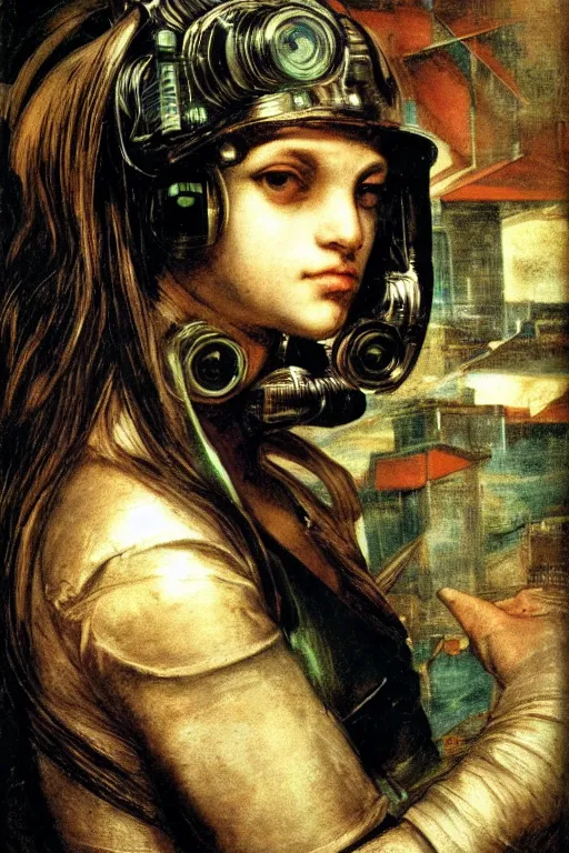 Prompt: a close - up portrait of a cyberpunk cyborg girl, by tintoretto, rule of thirds