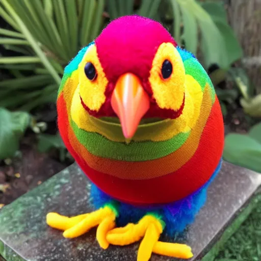 Image similar to A rainbow dodo bird beanie baby