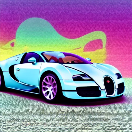 Image similar to a bugatti veyron, pastel aesthetic, vaporwave, cute