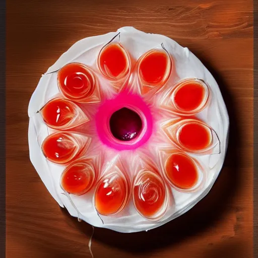 Image similar to ktten made out of jelly, mouthwatering, food photography