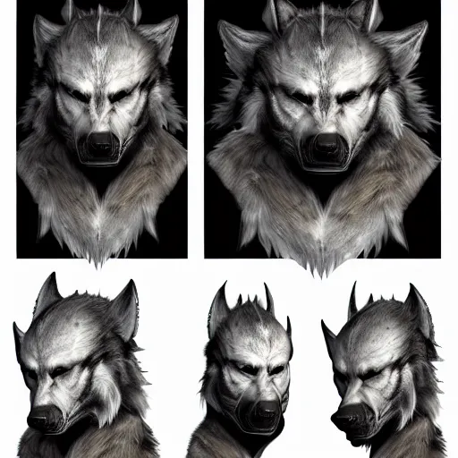 Image similar to a digital art of realistic portrait of werewolf from skyrim, scary grim dark werewolf, wolf man fantasy concept art, werewolf character sheet, 4 k, ultra detail, volumetric lighting, unreal engine, octane render