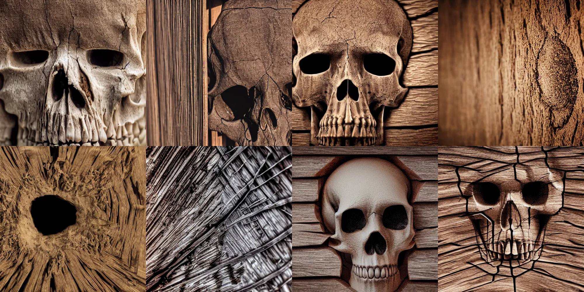 Prompt: extreme closeup perspective photo of the surface of a webbed Skull full of dust,in a dusty webbed old wooden bookshelf,sunrays through cracks, 4K, photorealistic