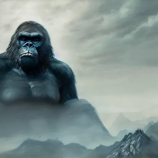 Image similar to King Kong, elden ring boss, matte painting, detailed, elden ring, oil on canvas