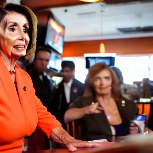 Image similar to nancy pelosi working at hooters