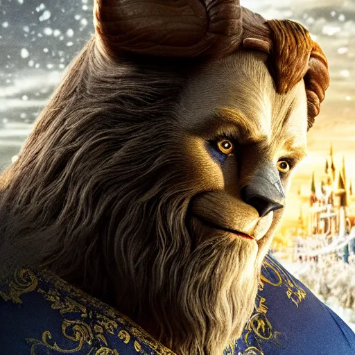 Image similar to anthony hopkins as the beast in disney's the beauty and the beast, 8K artistic photography, photo-realistic