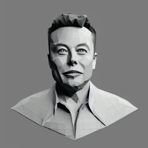 Prompt: elon musk, low - poly 3 d model, rendered in blender, ambient occlusion