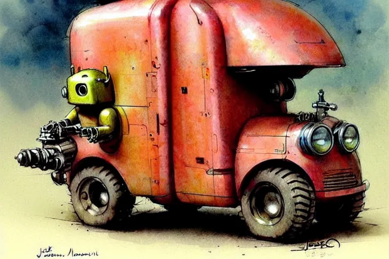 Prompt: adventurer ( ( ( ( ( 1 9 5 0 s retro future robot android fat rat truck. muted colors. ) ) ) ) ) by jean baptiste monge!!!!!!!!!!!!!!!!!!!!!!!!! chrome red