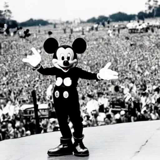 Image similar to mickey mouse performing at woodstock