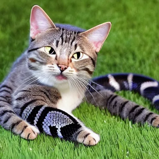 Image similar to a hybrid between a cat and a snake