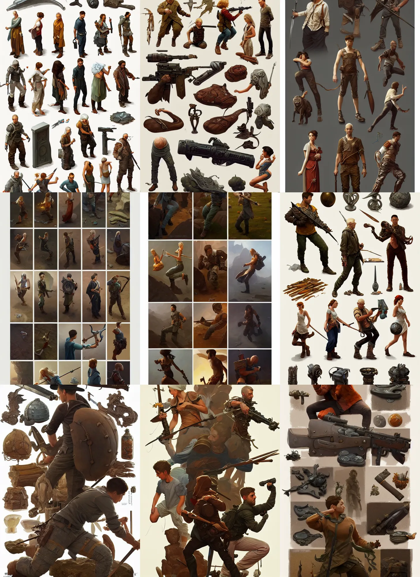 Prompt: full - body rpg inventory anatomy on white background, action pose, intricate, highly detailed, digital painting, artstation, concept art, smooth, sharp focus, illustration, art by norman rockwell emiliano ponzi andrey remnev yoann lossel aaron jasinski, 8 k