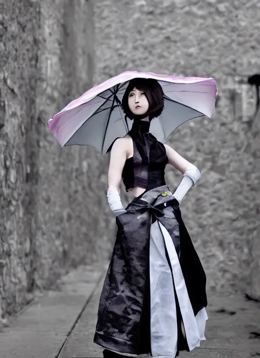 Image similar to dior anime cosplay, runaway photography, high detail