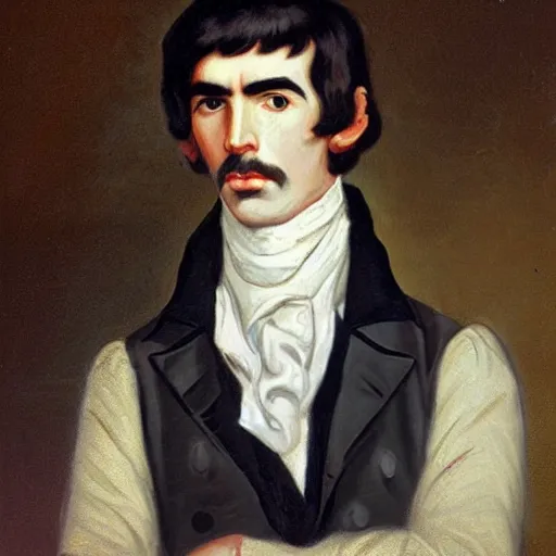 Image similar to regency era painting of a young george harrison with thick eyebrows