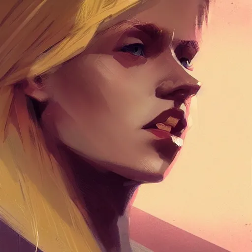 Image similar to Beautiful girl with blond hair profile picture by Greg Rutkowski, asymmetrical, Organic Painting , Matte Painting, geometric shapes, hard edges, street art, symmetric face, symmetric eyes, trending on the artstation:2 by Sachin Teng:4