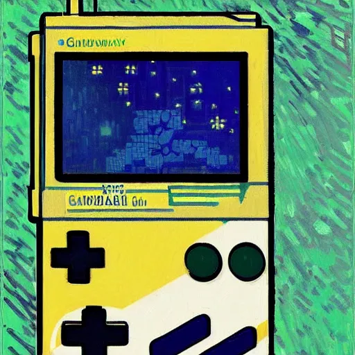 Prompt: gameboy by vincent van gogh