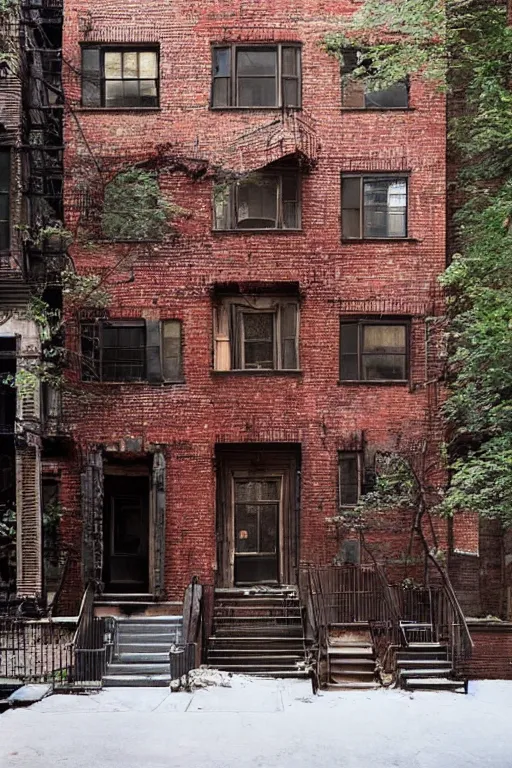 Image similar to (((((a ramshackle manhattan brick brownstone deep in the forest))))) by Nicolas Rix!!!!!!!!!!!!!!!!!!!!!!!!!!!
