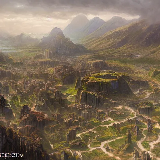 Prompt: a beautiful hyper realistic detailed matte painting of a place might looks like creativity by john howe, greg rutkowski, aerial view, unreal engine, barometric projection, rectilinear, octane render, well - rendered.