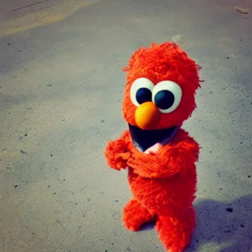 Prompt: “ bottle of prescription pills on the ground next to elmo ”
