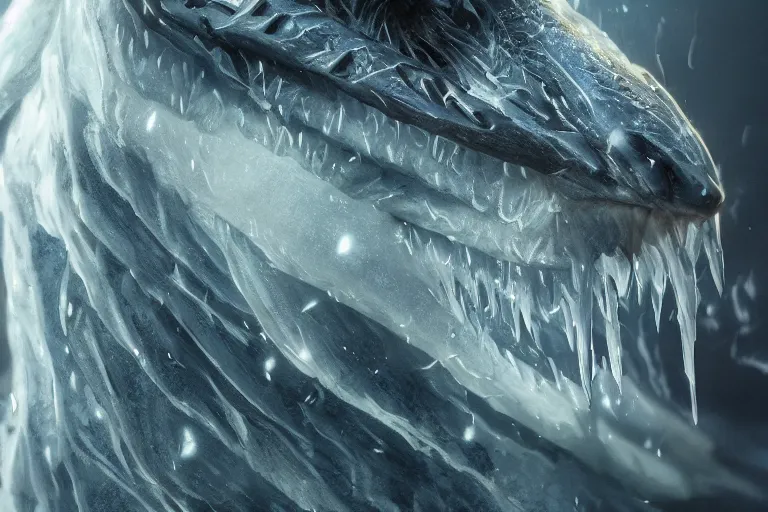 Image similar to cinematic closeup portrait of a roaring lightning dragon, detailed scales, dramatic lighting, icy environment, unreal engine, cgsociety, artstation, 4k