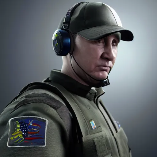 Prompt: putin as a rainbow six siege operator, 4 k, highly detailed