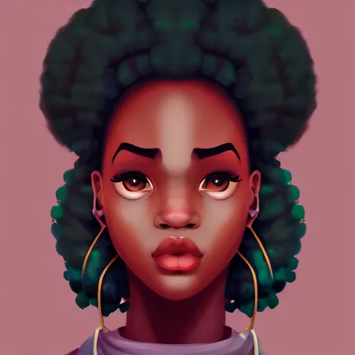 Image similar to Portrait design of afropunk urban character in a street, medium shot, asymmetrical, profile picture, painting by Lois van Baarle, trending on artstation,