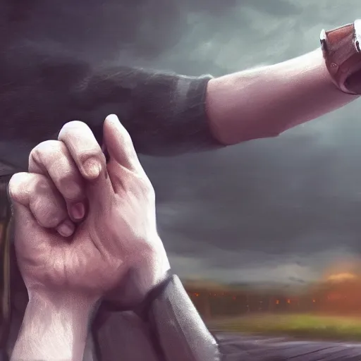 Image similar to the popular streamer moistcritikal offering a handshake, cinematic, gloomy background, realistic, digital art, character art, 8 k