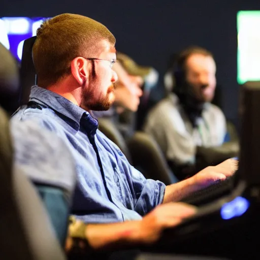 Image similar to walter white intensely gaming at esports tournament infront of crowd