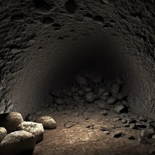 Prompt: very dark cave 4k, HD, photorealistic