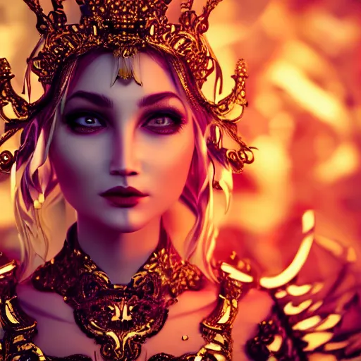 Prompt: portrait of evil princess, glowing, ornate and intricate, jaw dropping, dynamic lighting, intricate and detailed, 4 k octane render