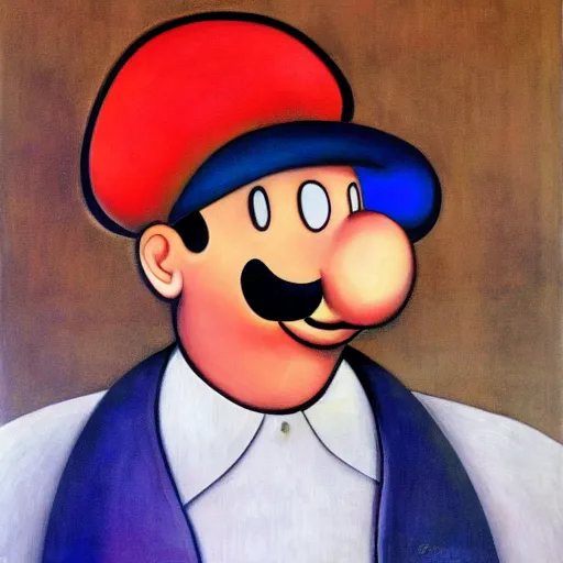 Prompt: Painting of Luigi by Botero