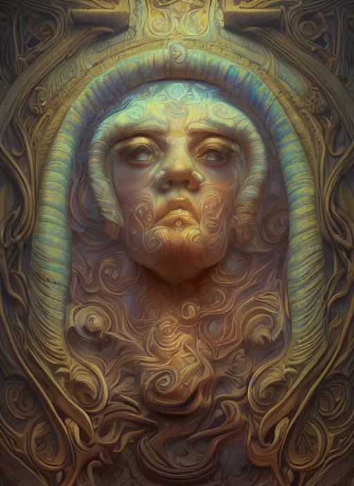 Image similar to roman emperor, wooden art nouveau swirls, subsurface scattering, in the style of james jean and tomasz alen kopera, mystical colors, rim light, beautiful lighting, 8 k, stunning scene, raytracing, octane render, trending on artstation