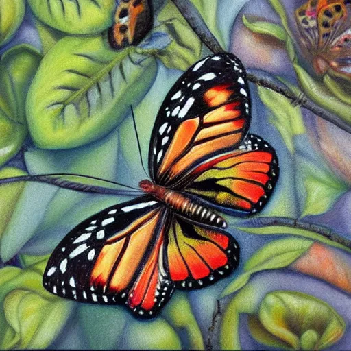 Prompt: butterfly effect realism, lush, full range of color value, detailed textures, neutral, detailed features, cool shadow, add textures detailed, details were painted using a small conventional brush