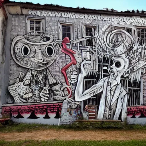 Image similar to transylvanian folk art, in the style of graffiti, made by phlegm