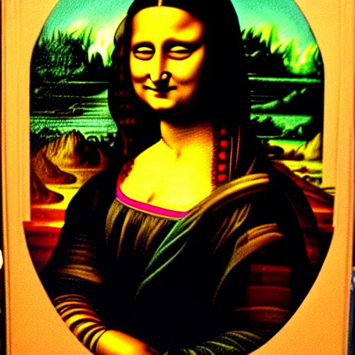 Image similar to an indian woman's painting in the style of mona lisa by leonardo da vinci