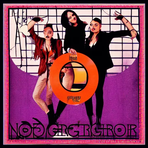 Prompt: album cover of a pop group named no problemo, album cover art, album cover