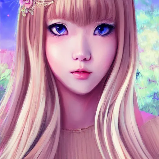 Image similar to realistic beautiful gorgeous natural cute Blackpink Lalisa Manoban blonde hair cute fur blonde cat ears in maid dress outfit golden eyes artwork drawn full HD 4K highest quality in artstyle by professional artists WLOP, Taejune Kim, Guweiz, ArtGerm on Artstation Pixiv