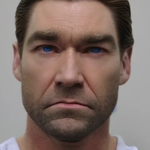 Prompt: antony starr with slicked blonde hair mugshot, 8 k