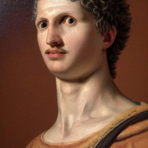 Prompt: A 17th century Baroque Painting of Augustus, portrait of Augustus, grainy, realistic, very realistic, hyperrealistic, highly detailed, very detailed, extremely detailed, very neat, very epic, very cool, detailed, trending on artstation