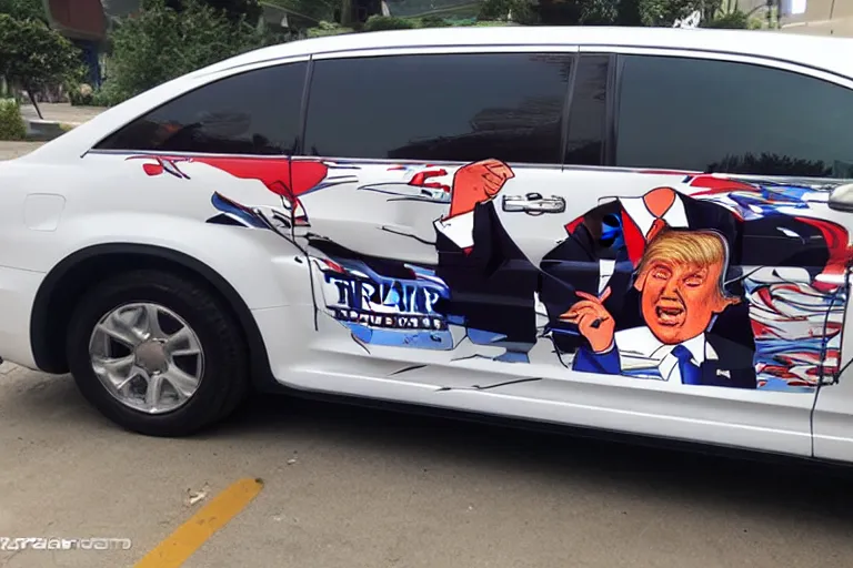 Image similar to trump-anime-car-wrap, side shot