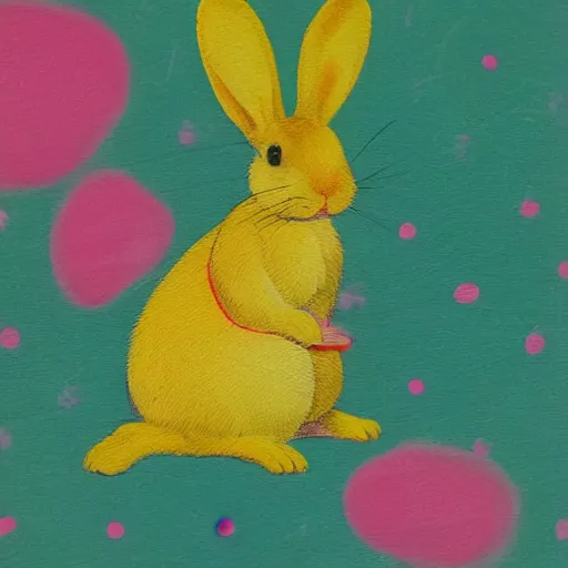 Image similar to Yellow rabbit with pink spots
