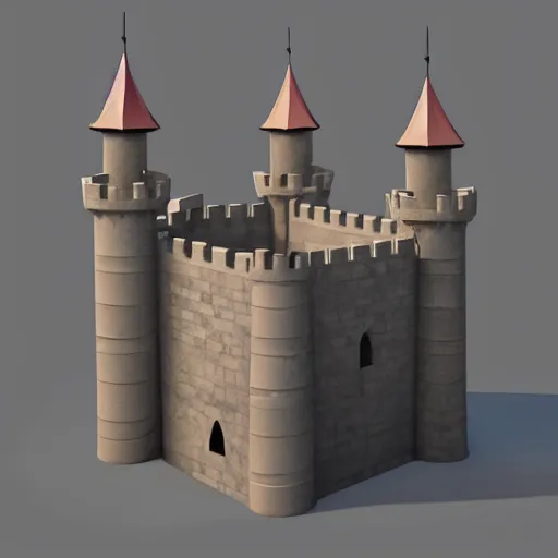 Image similar to Low poly render of a mighty castle