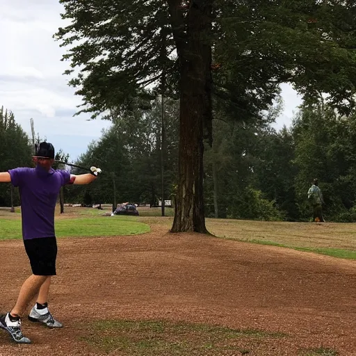 Prompt: a man playing discgolf in the style of a baroque painting