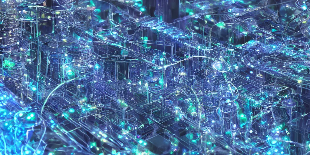 Prompt: a complex mysterious sci - fi machine, made from transistors, led, wire, macro photography, translucent pastel panels, smooth stylized shapes, embedded in clear epoxy, macro, overlapping layers, hyper - realistic vfx render