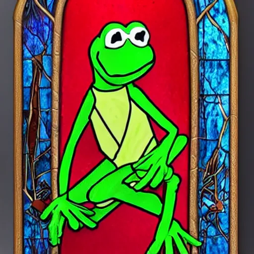 ZBrush sculpture of Kermit the Frog on a stained glass | Stable ...