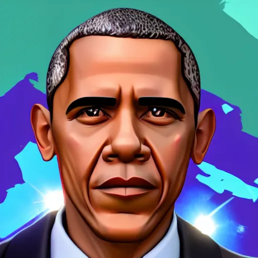 Image similar to barack obama in fortnite, battle royale, 3 d render, blender, colorful, vivid