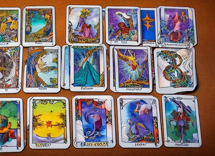 Image similar to magical cards being cast from a tarot deck