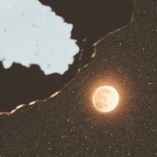 Prompt: photo of moon falling on earth