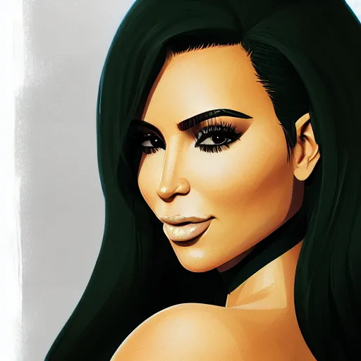 Image similar to portrait of kim kardashian as isis, the egyptian goddess, mattepainting concept blizzard pixar maya engine on stylized background splash comics global illumination lighting artstation lois van baarle, ilya kuvshinov, rossdraws