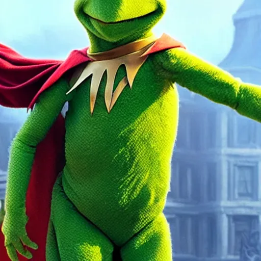 Image similar to photo of Kermit the frog as thor in averngers movie